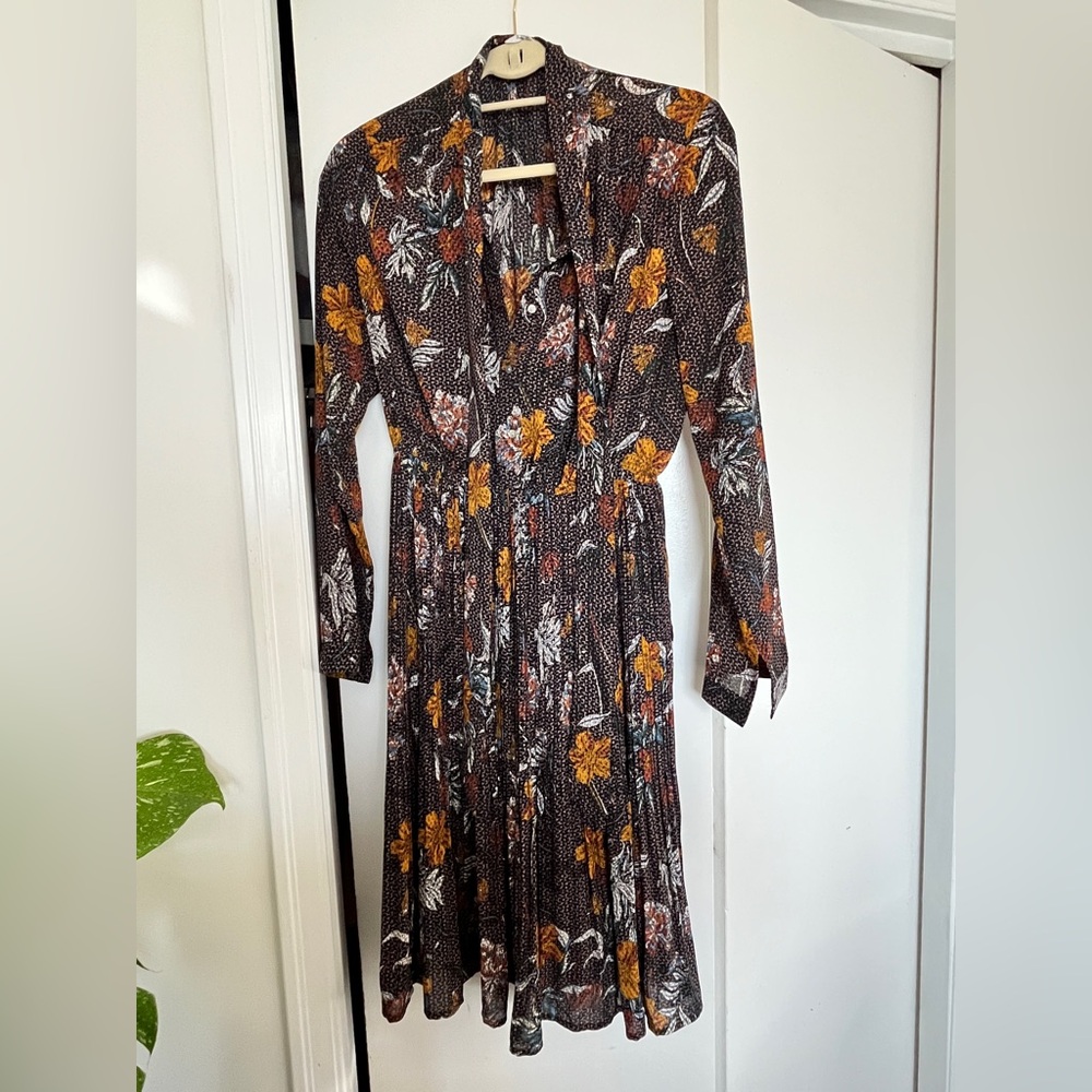 Lucy Paris Floral Long Sleeve Midi Dress Size M